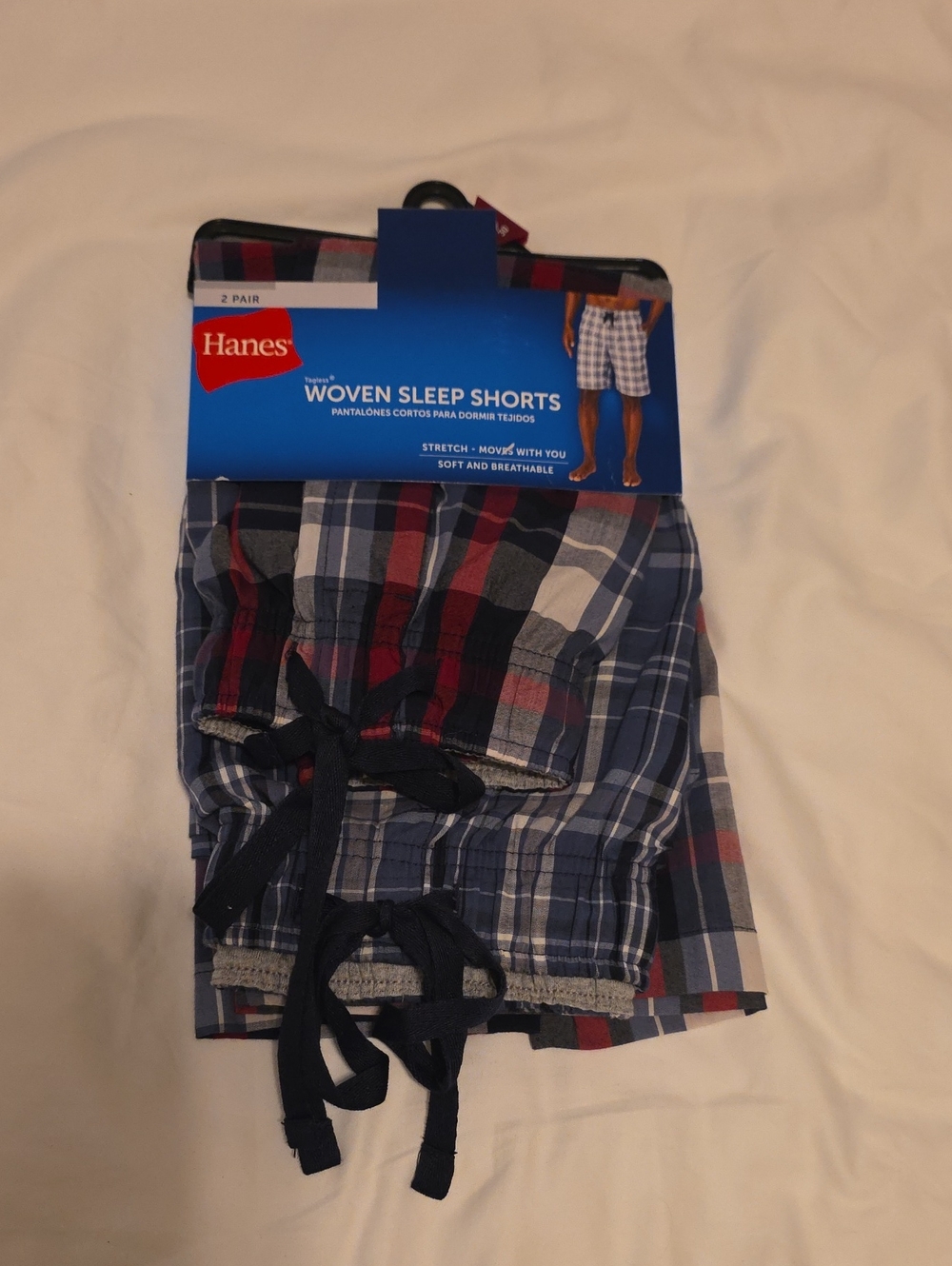 Hanes Plaid Woven Sleep Shorts - Blue & Red